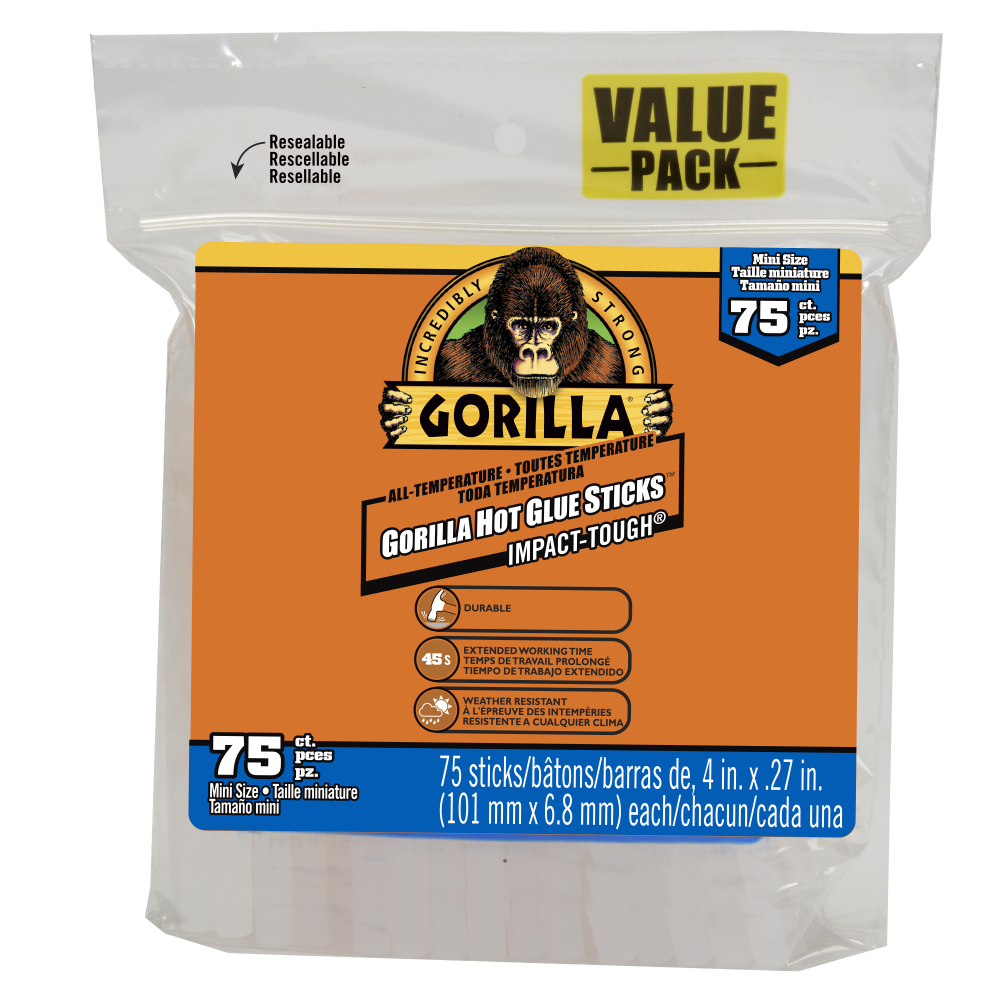 Gorilla Hot Glue Stick 4IN Mini 75 Count<span class=' ItemWarning' style='display:block;'>Item is usually in stock, but we&#39;ll be in touch if there&#39;s a problem<br /></span>