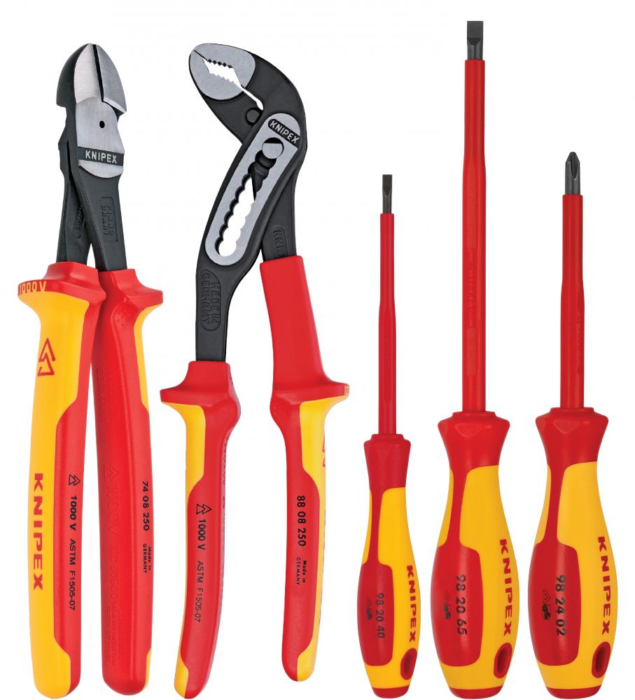 5 Pc Automotive Pliers and Screwdriver Tool Set-1000V Insulated<span class=' ItemWarning' style='display:block;'>Item is usually in stock, but we&#39;ll be in touch if there&#39;s a problem<br /></span>