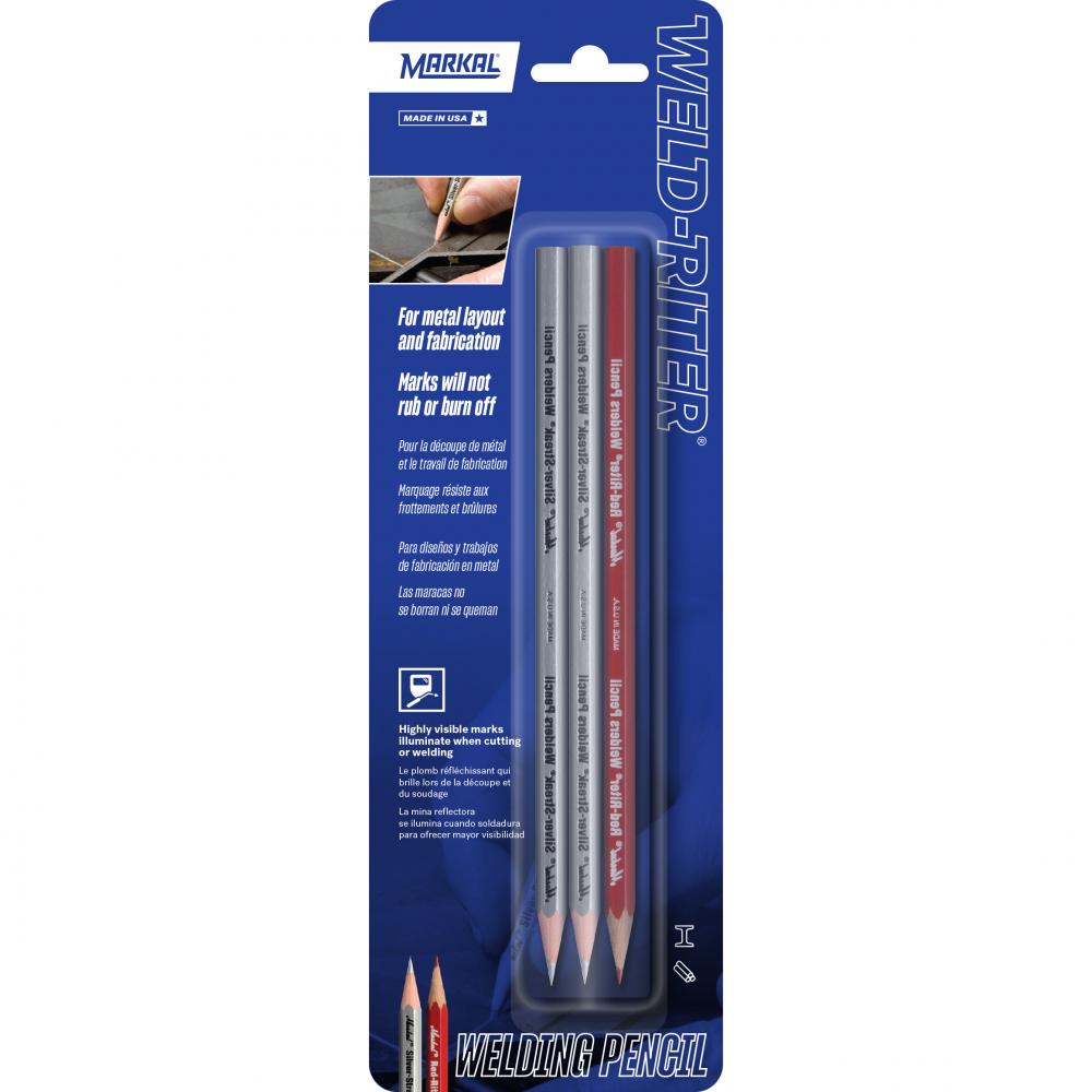 Silver-Streak® Welders Pencils, Red, Silver<span class=' ItemWarning' style='display:block;'>Item is usually in stock, but we&#39;ll be in touch if there&#39;s a problem<br /></span>