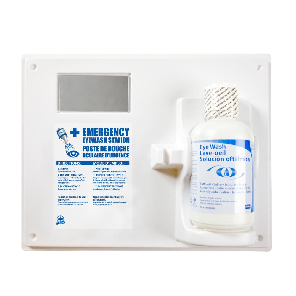 Single Eyewash Station with 500ml Eyewash Solution (Complete)<span class=' ItemWarning' style='display:block;'>Item is usually in stock, but we&#39;ll be in touch if there&#39;s a problem<br /></span>