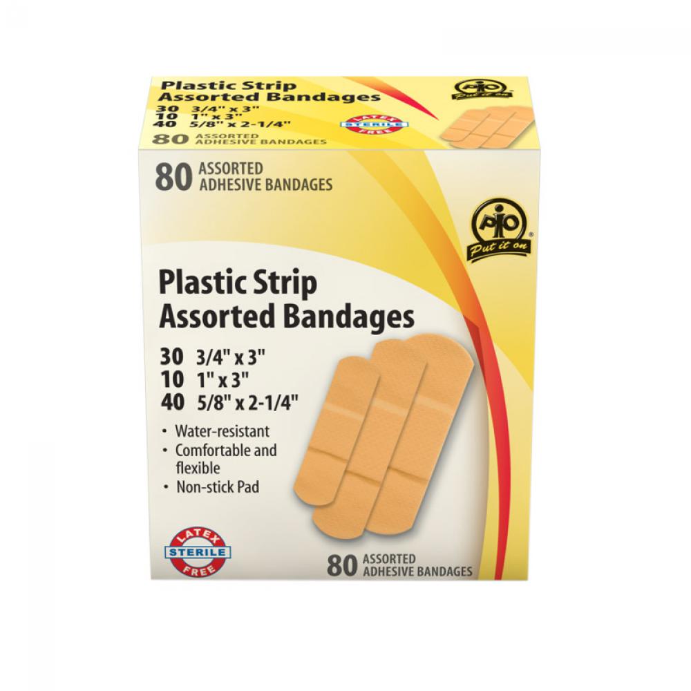 Plastic Assorted Bandages, 80/Box<span class=' ItemWarning' style='display:block;'>Item is usually in stock, but we&#39;ll be in touch if there&#39;s a problem<br /></span>