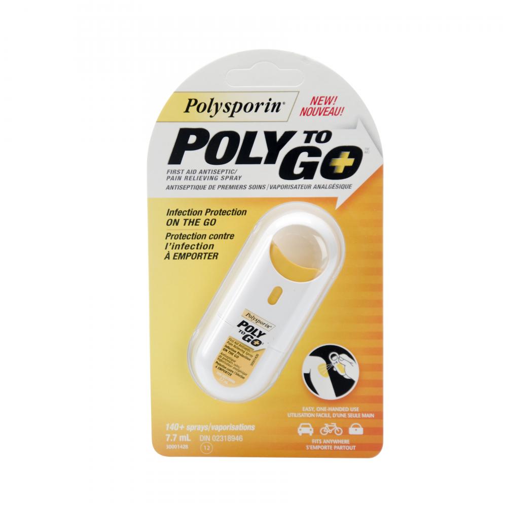 Polysporin Poly To Go Spray 7.7ML<span class=' ItemWarning' style='display:block;'>Item is usually in stock, but we&#39;ll be in touch if there&#39;s a problem<br /></span>