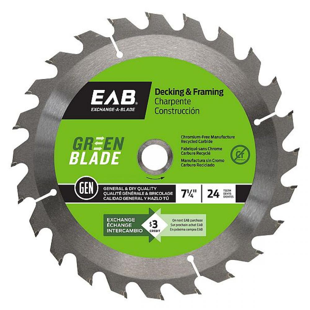 7 1/4&#34; x 24 Teeth Framing Green Blade Saw Blade<span class=' ItemWarning' style='display:block;'>Item is usually in stock, but we&#39;ll be in touch if there&#39;s a problem<br /></span>