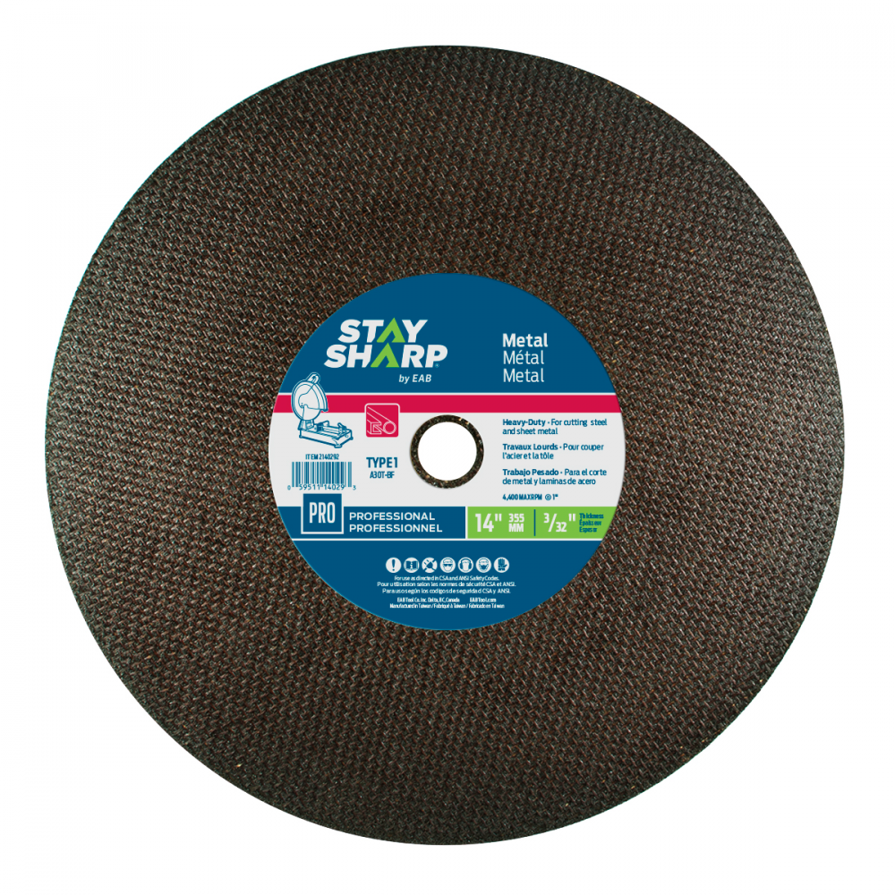 14&#34; x 3/32&#34;   Metal Cutting Flat Wheel Type 1<span class=' ItemWarning' style='display:block;'>Item is usually in stock, but we&#39;ll be in touch if there&#39;s a problem<br /></span>