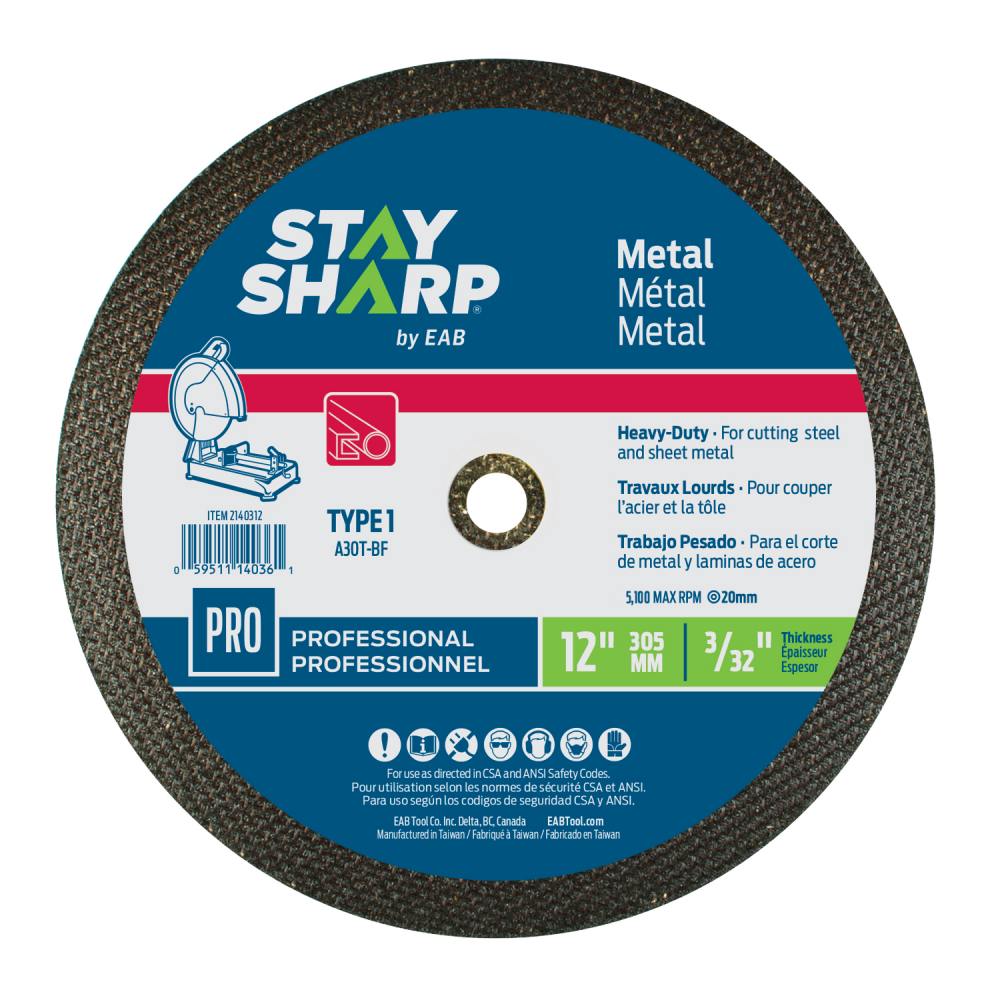 12&#34; x 3/32&#34;    Flat Wheel Type 1  Professional Abrasive<span class=' ItemWarning' style='display:block;'>Item is usually in stock, but we&#39;ll be in touch if there&#39;s a problem<br /></span>