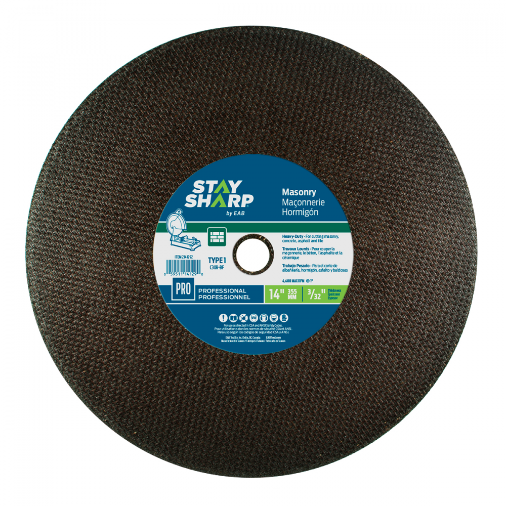 14&#34; x 3/32&#34;   Masonry Cutting Flat Wheel Type 1<span class=' ItemWarning' style='display:block;'>Item is usually in stock, but we&#39;ll be in touch if there&#39;s a problem<br /></span>