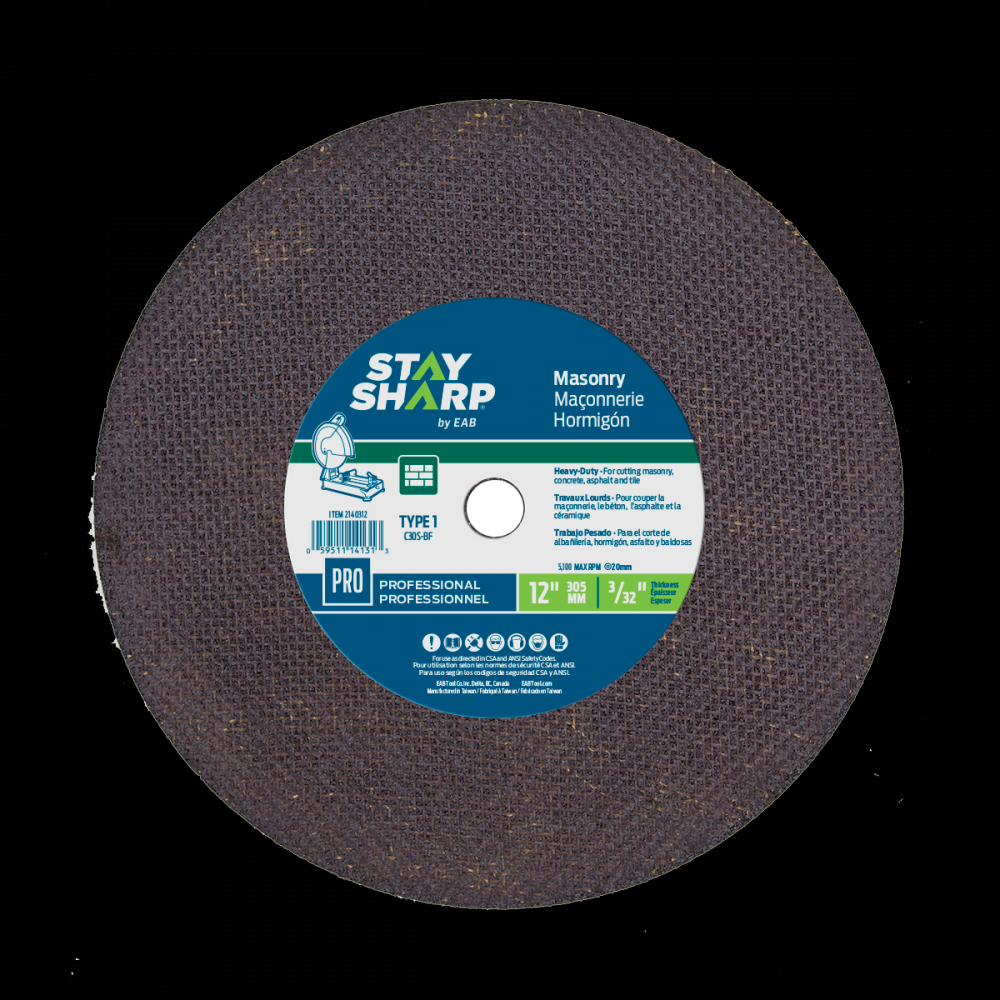 12&#34; x 3/32&#34;   Masonry Cutting Flat Wheel Type 1<span class=' ItemWarning' style='display:block;'>Item is usually in stock, but we&#39;ll be in touch if there&#39;s a problem<br /></span>