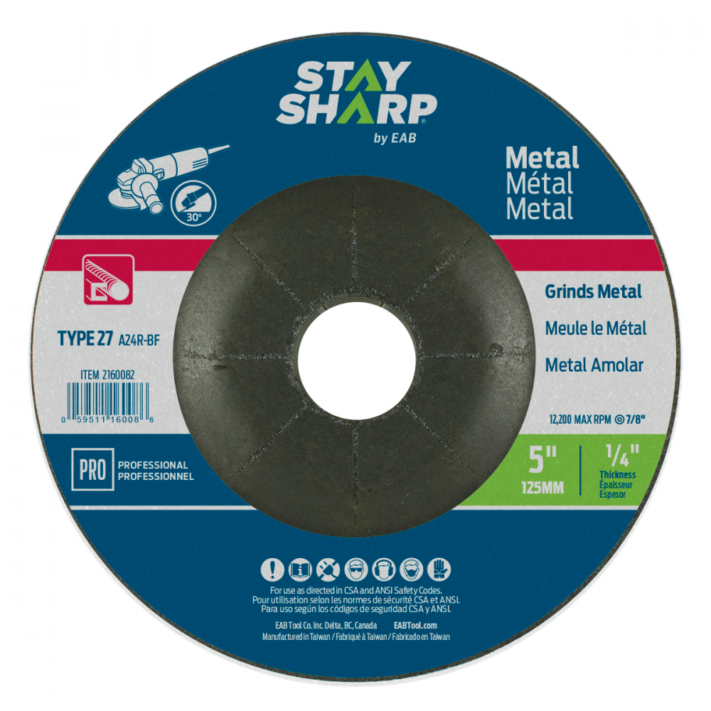 5&#34; x 1/4&#34;  Depressed Center Wheel Metal Grinding Flat Wheel Type 27<span class=' ItemWarning' style='display:block;'>Item is usually in stock, but we&#39;ll be in touch if there&#39;s a problem<br /></span>