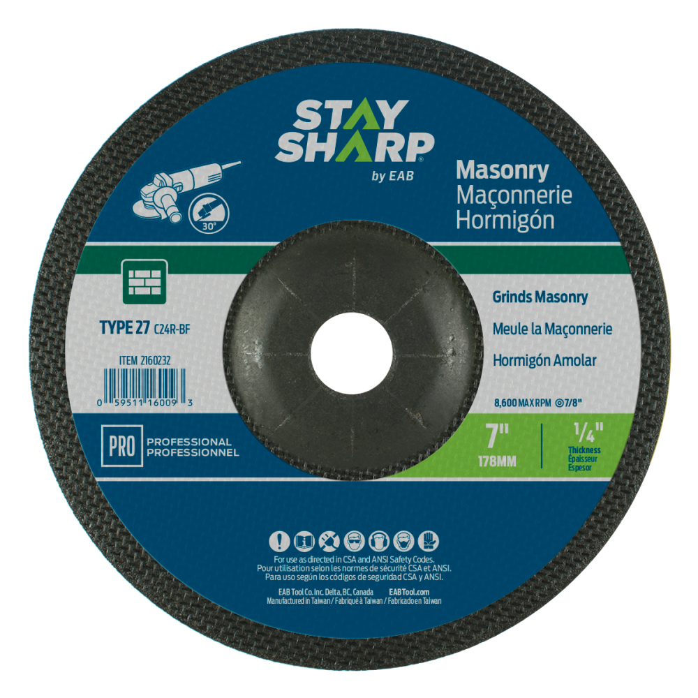 7&#34; x 1/4&#34;  Depressed Center Wheel Masonry Grinding Flat Wheel Type 27<span class=' ItemWarning' style='display:block;'>Item is usually in stock, but we&#39;ll be in touch if there&#39;s a problem<br /></span>