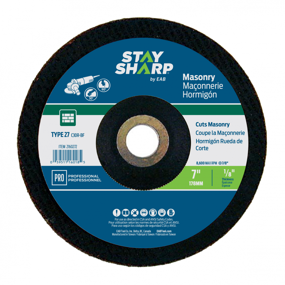 7&#34; x 1/8&#34;  Depressed Center Wheel Masonry Grinding Flat Wheel Type 27<span class=' ItemWarning' style='display:block;'>Item is usually in stock, but we&#39;ll be in touch if there&#39;s a problem<br /></span>