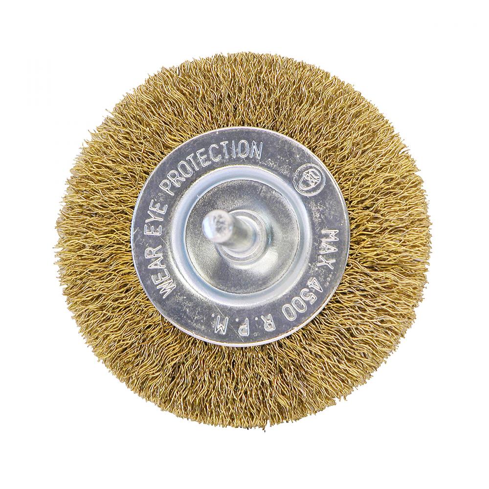 2 1/2&#34; x 1/4&#34; Shank Brass Coated Crimped Fine Cleaning & Polishing Wire Wheel<span class=' ItemWarning' style='display:block;'>Item is usually in stock, but we&#39;ll be in touch if there&#39;s a problem<br /></span>