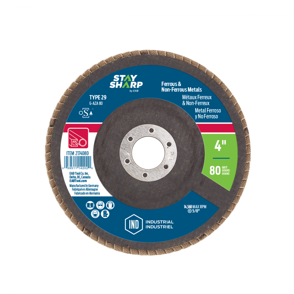 4&#34; x 80 Grit  Sanding & Cleaning Flap Disc Type 29<span class=' ItemWarning' style='display:block;'>Item is usually in stock, but we&#39;ll be in touch if there&#39;s a problem<br /></span>