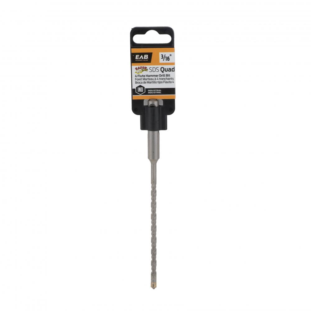 3/16&#34; x 4&#34; x 6&#34; Masonry SDS Quad Industrial Drill Bit<span class=' ItemWarning' style='display:block;'>Item is usually in stock, but we&#39;ll be in touch if there&#39;s a problem<br /></span>