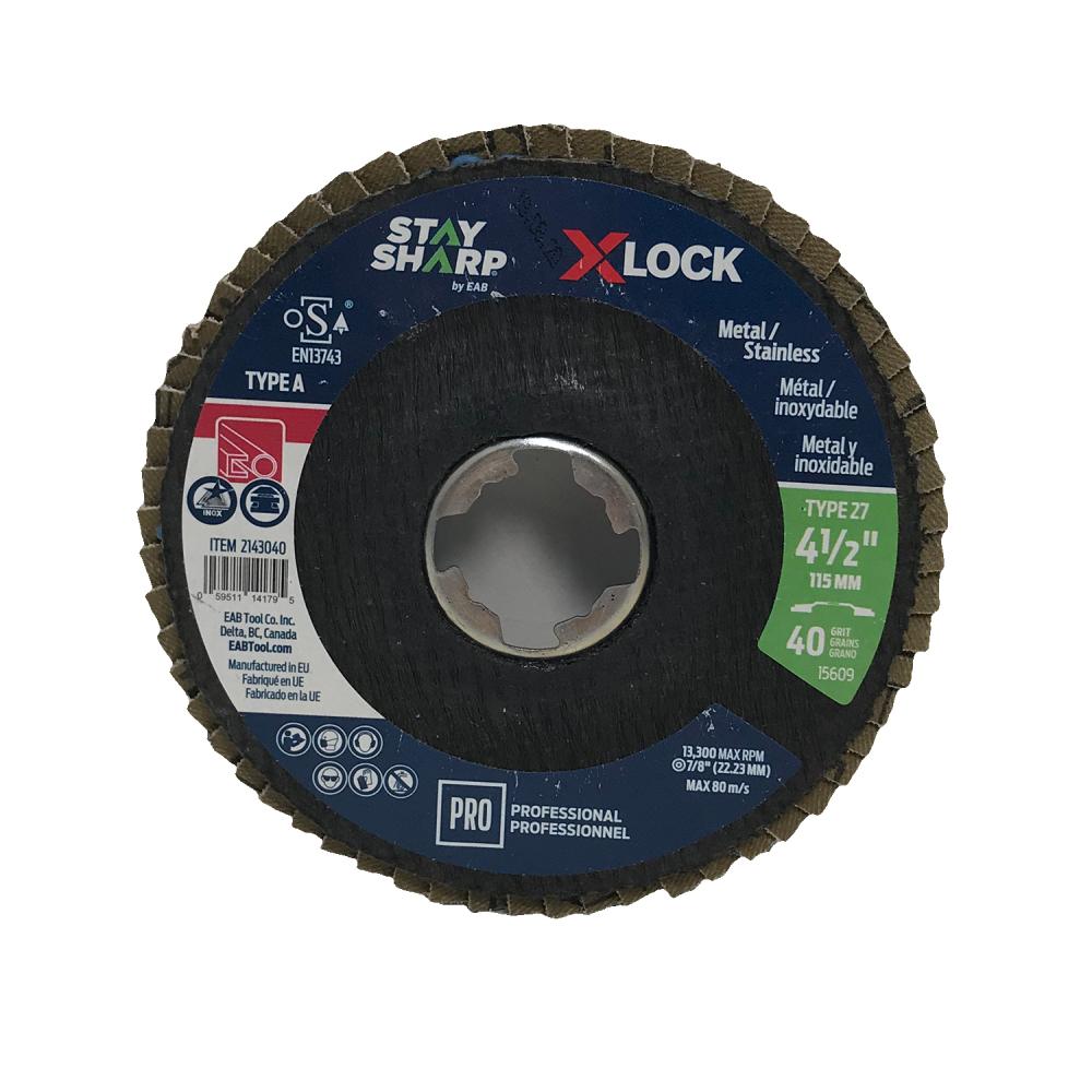 4 1/2&#34; x 40 Grit X-Lock Quick Change Sanding & Cleaning Flap Disc Type 27<span class=' ItemWarning' style='display:block;'>Item is usually in stock, but we&#39;ll be in touch if there&#39;s a problem<br /></span>