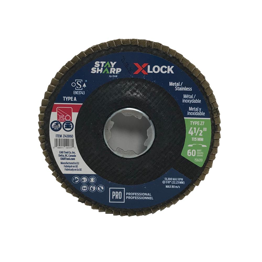 4 1/2&#34; x 60 Grit X-Lock Quick Change Sanding & Cleaning Flap Disc Type 27<span class=' ItemWarning' style='display:block;'>Item is usually in stock, but we&#39;ll be in touch if there&#39;s a problem<br /></span>