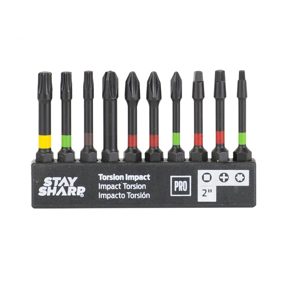 2&#34; x Assorted Torsion Impact Bit Clip Square Recess, Phillips, Torx (10 Pc Multipack)<span class=' ItemWarning' style='display:block;'>Item is usually in stock, but we&#39;ll be in touch if there&#39;s a problem<br /></span>