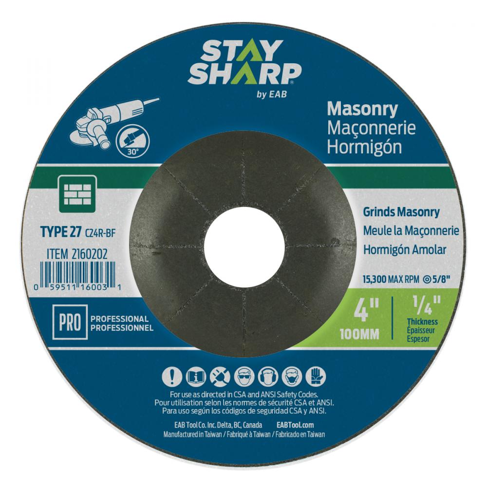 4&#34; x 1/4&#34;  Depressed Center Wheel Masonry Grinding Flat Wheel Type 27<span class=' ItemWarning' style='display:block;'>Item is usually in stock, but we&#39;ll be in touch if there&#39;s a problem<br /></span>