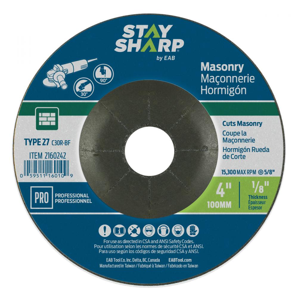 4&#34; x 1/8&#34;  Depressed Center Wheel Masonry Grinding Flat Wheel Type 27<span class=' ItemWarning' style='display:block;'>Item is usually in stock, but we&#39;ll be in touch if there&#39;s a problem<br /></span>