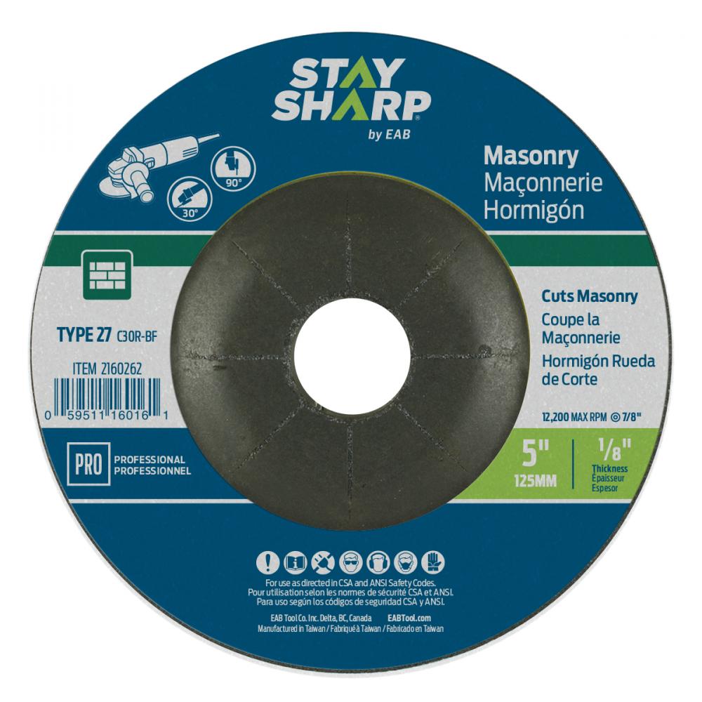 5&#34; x 1/8&#34;  Depressed Center Wheel Masonry Grinding Flat Wheel Type 27<span class=' ItemWarning' style='display:block;'>Item is usually in stock, but we&#39;ll be in touch if there&#39;s a problem<br /></span>