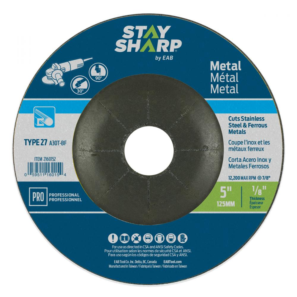 5&#34; x 1/8&#34;  Depressed Center Wheel Metal Grinding Flat Wheel Type 27<span class=' ItemWarning' style='display:block;'>Item is usually in stock, but we&#39;ll be in touch if there&#39;s a problem<br /></span>