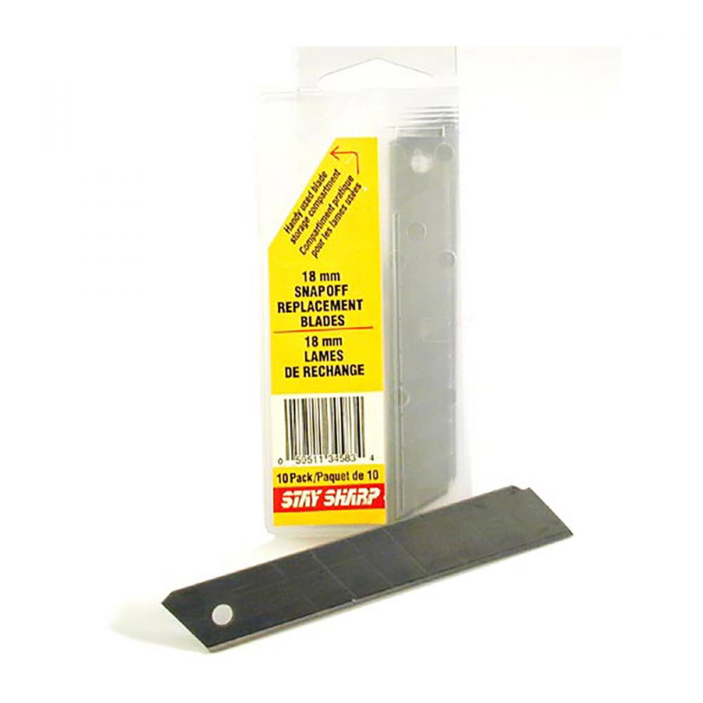 18mm  Knife Replacement Blades (10 Pack)<span class=' ItemWarning' style='display:block;'>Item is usually in stock, but we&#39;ll be in touch if there&#39;s a problem<br /></span>