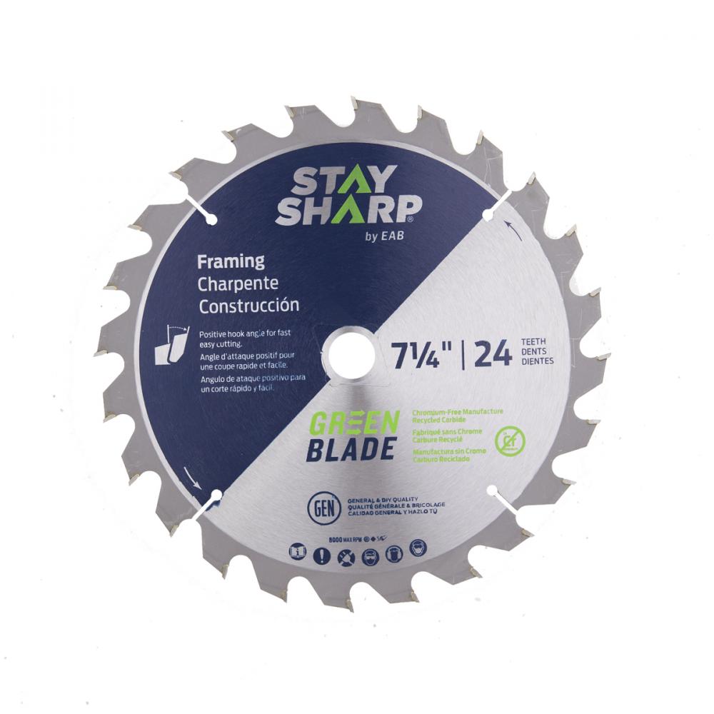 7 1/4&#34; x 24 Teeth Framing Green Blade Saw Blade<span class=' ItemWarning' style='display:block;'>Item is usually in stock, but we&#39;ll be in touch if there&#39;s a problem<br /></span>