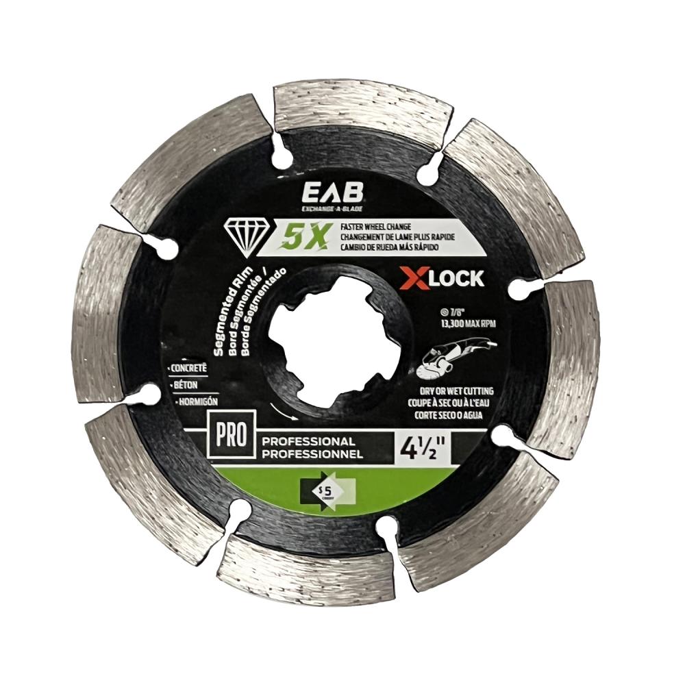 4 1/2&#34; X-Lock Segmented Rim Green Diamond Blade<span class=' ItemWarning' style='display:block;'>Item is usually in stock, but we&#39;ll be in touch if there&#39;s a problem<br /></span>