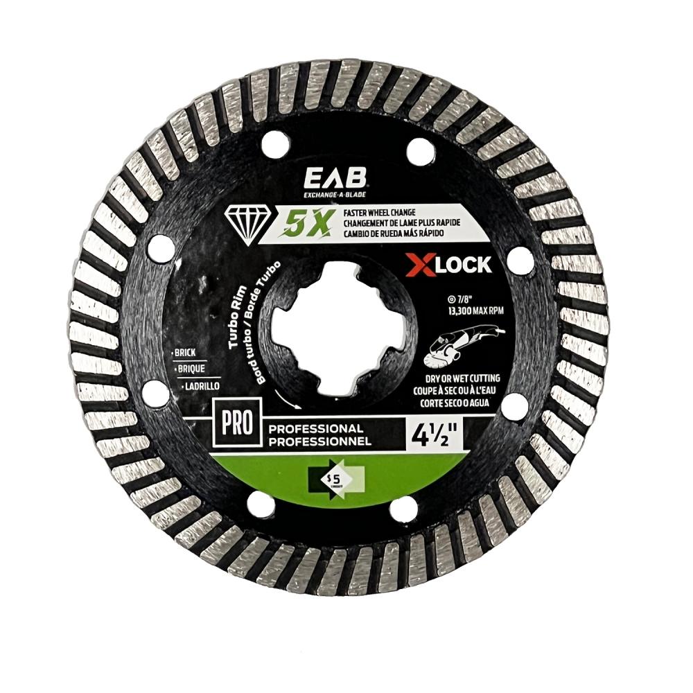 4 1/2&#34; X-Lock Turbo Rim Green Diamond Blade<span class=' ItemWarning' style='display:block;'>Item is usually in stock, but we&#39;ll be in touch if there&#39;s a problem<br /></span>