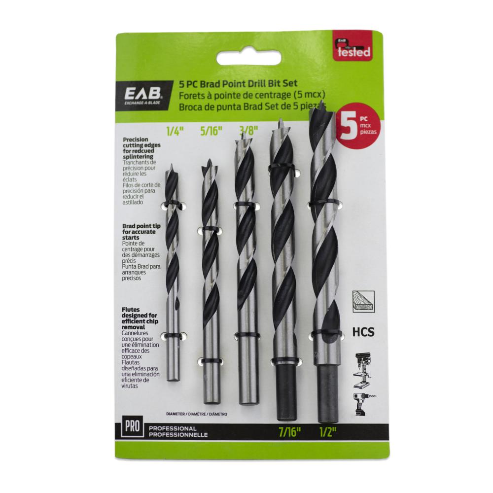 Wood Brad Point Professional Drill Bit (5 Pc Multipack)<span class=' ItemWarning' style='display:block;'>Item is usually in stock, but we&#39;ll be in touch if there&#39;s a problem<br /></span>