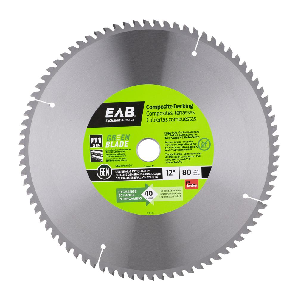 12&#34; x 80 Teeth Finishing Green Blade Composite Decking Saw Blade<span class=' ItemWarning' style='display:block;'>Item is usually in stock, but we&#39;ll be in touch if there&#39;s a problem<br /></span>