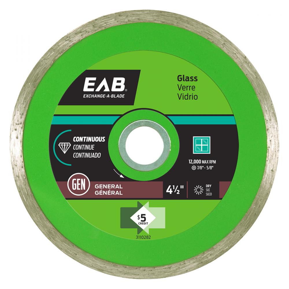 4 1/2&#34; Continuous Rim Glass Green Diamond Blade<span class=' ItemWarning' style='display:block;'>Item is usually in stock, but we&#39;ll be in touch if there&#39;s a problem<br /></span>