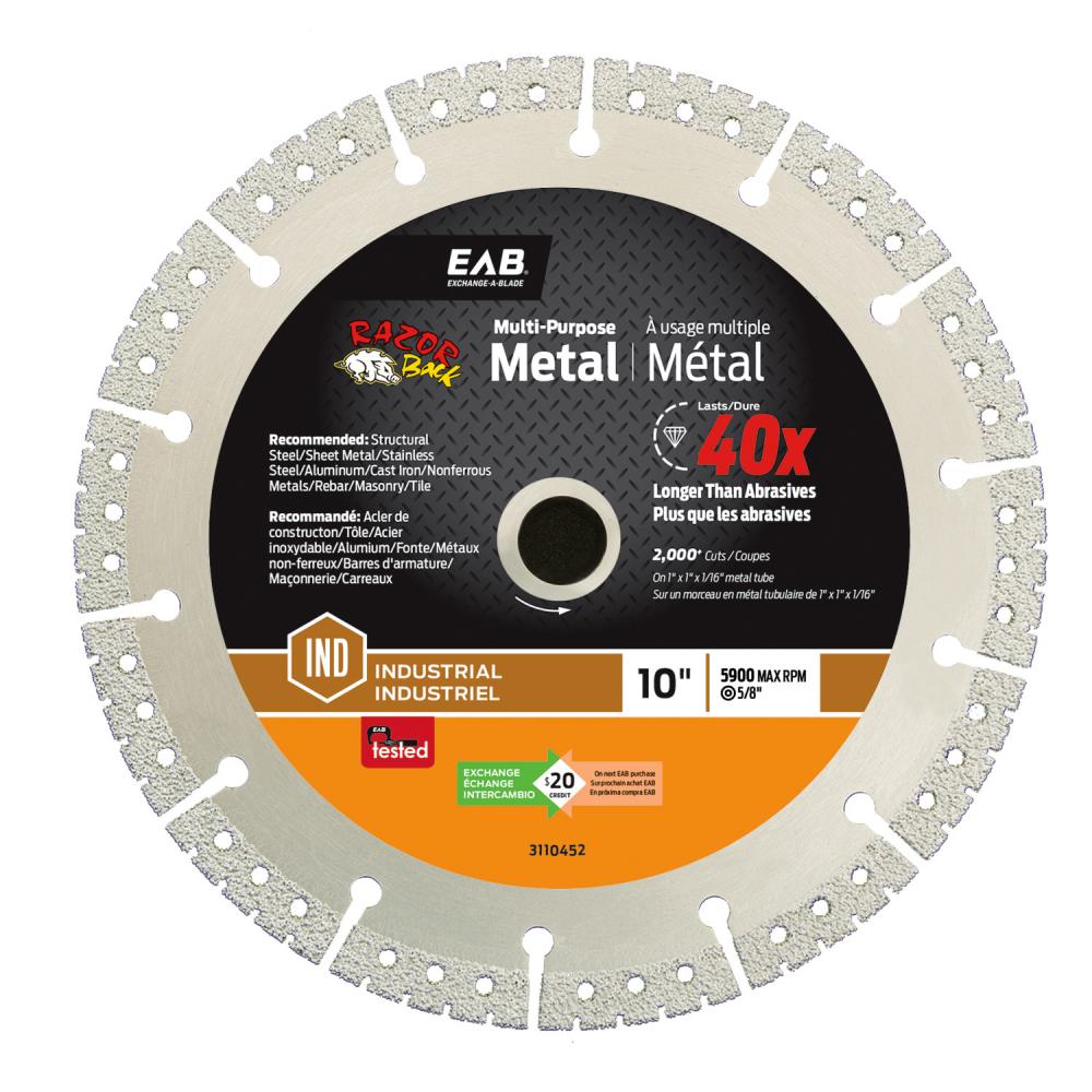 10&#34; x Teeth Metal Cutting Razor Back® Diamond Blade Industrial Saw Blade<span class=' ItemWarning' style='display:block;'>Item is usually in stock, but we&#39;ll be in touch if there&#39;s a problem<br /></span>