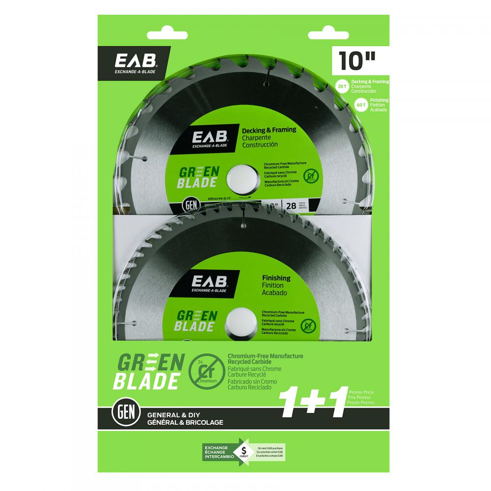 10&#34; x 28 & 60 Teeth Framing Combo (2 Pc Multipack) Saw Blade<span class=' ItemWarning' style='display:block;'>Item is usually in stock, but we&#39;ll be in touch if there&#39;s a problem<br /></span>