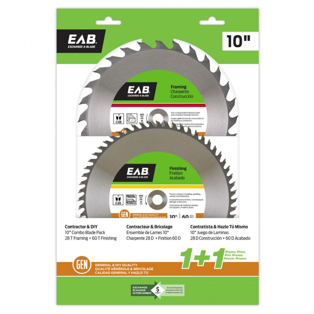 10&#34; x 28 & 60 Teeth Framing Combo (2 Pc Multipack) Saw Blade<span class=' ItemWarning' style='display:block;'>Item is usually in stock, but we&#39;ll be in touch if there&#39;s a problem<br /></span>