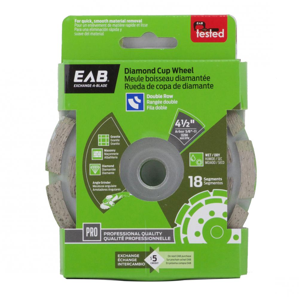 4 1/2&#34; Specialty Cup Wheel Segmented Double Row Concrete Professional Diamond Blade<span class=' ItemWarning' style='display:block;'>Item is usually in stock, but we&#39;ll be in touch if there&#39;s a problem<br /></span>