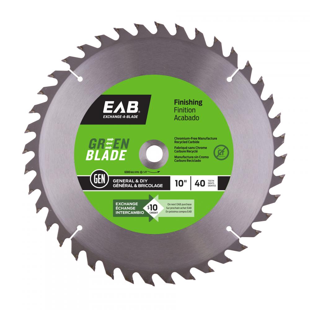 10&#34; x 40 Teeth Finishing Green Blade Saw Blade<span class=' ItemWarning' style='display:block;'>Item is usually in stock, but we&#39;ll be in touch if there&#39;s a problem<br /></span>