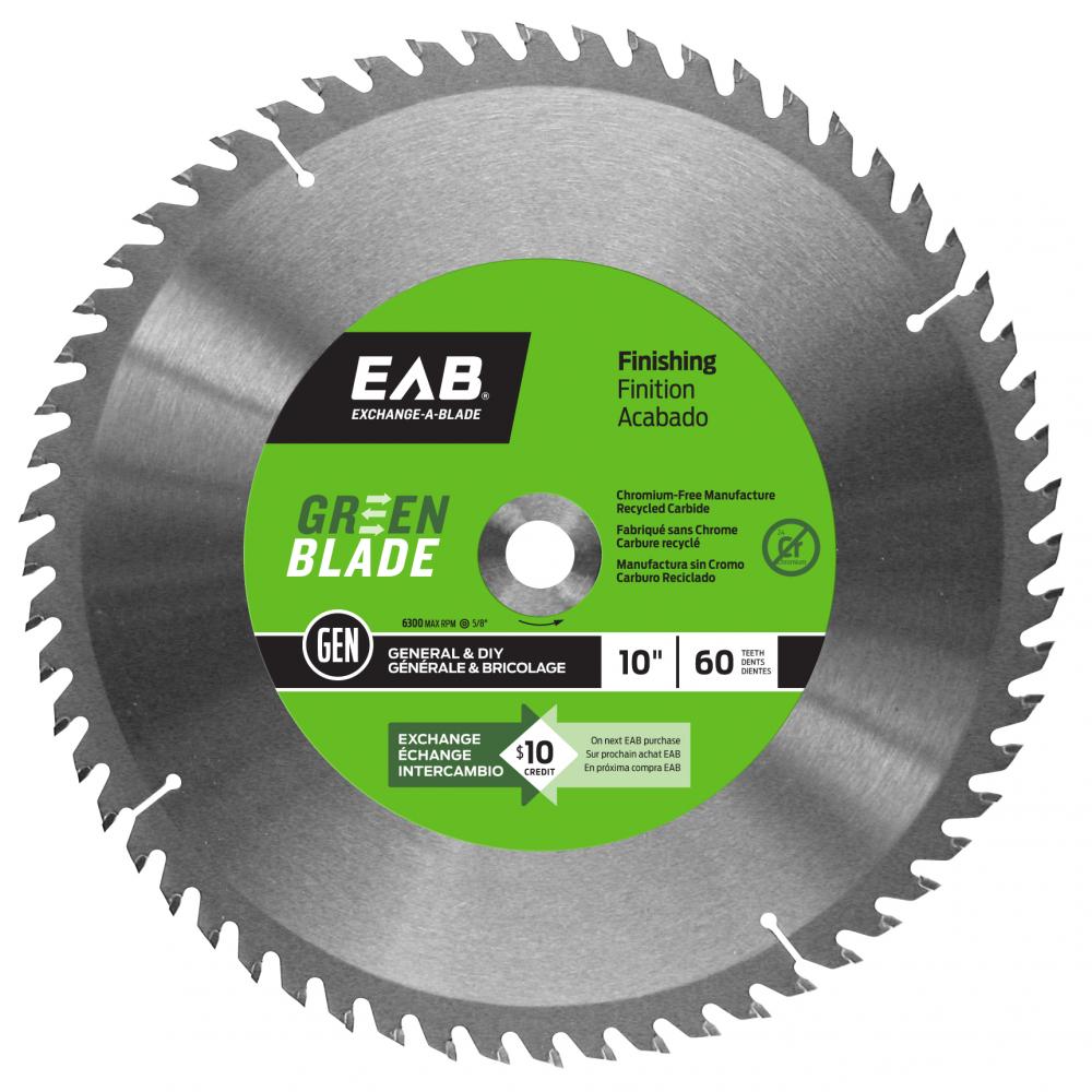 10&#34; x 60 Teeth Finishing Green Blade Saw Blade<span class=' ItemWarning' style='display:block;'>Item is usually in stock, but we&#39;ll be in touch if there&#39;s a problem<br /></span>