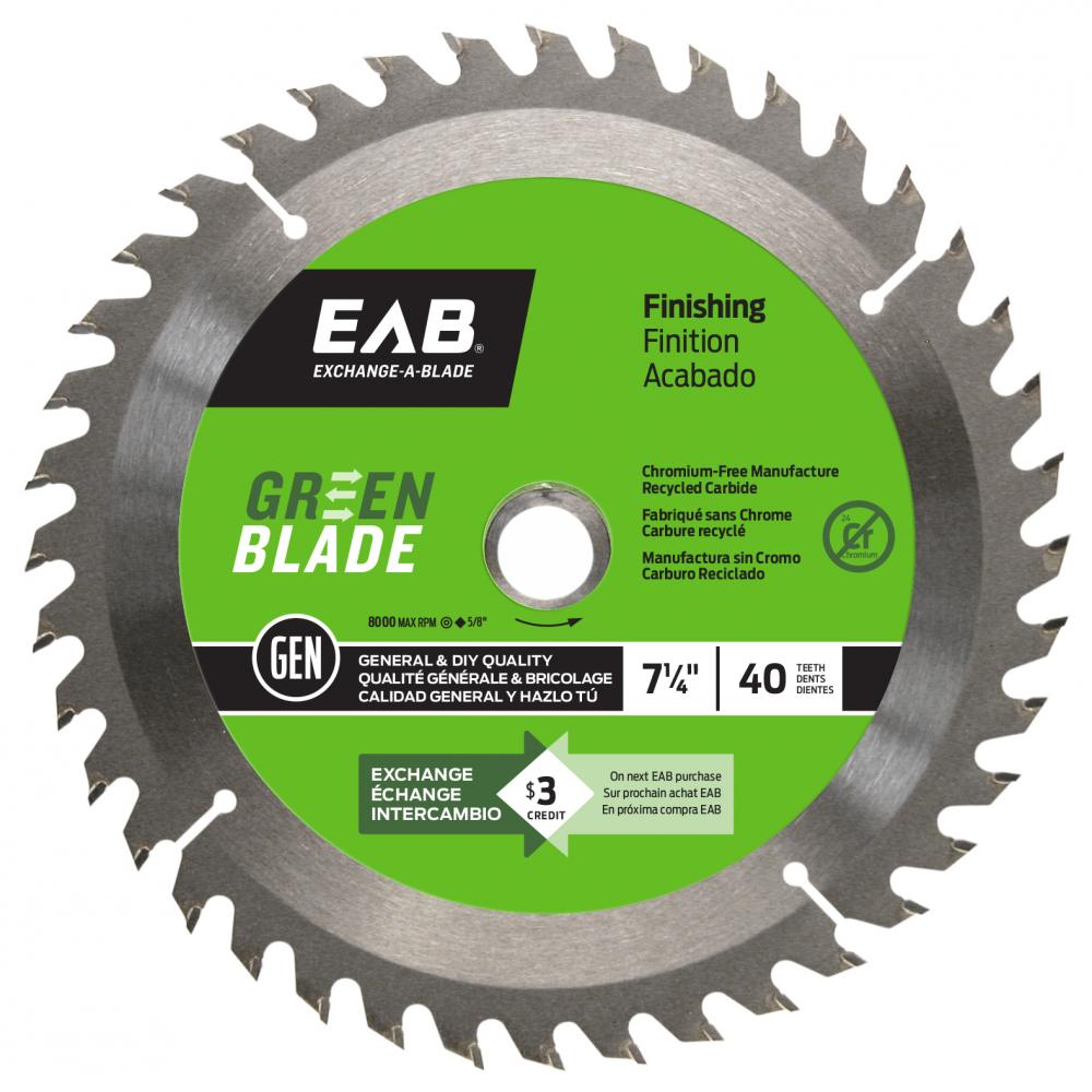 7 1/4&#34; x 40 Teeth Finishing Green Blade Saw Blade<span class=' ItemWarning' style='display:block;'>Item is usually in stock, but we&#39;ll be in touch if there&#39;s a problem<br /></span>