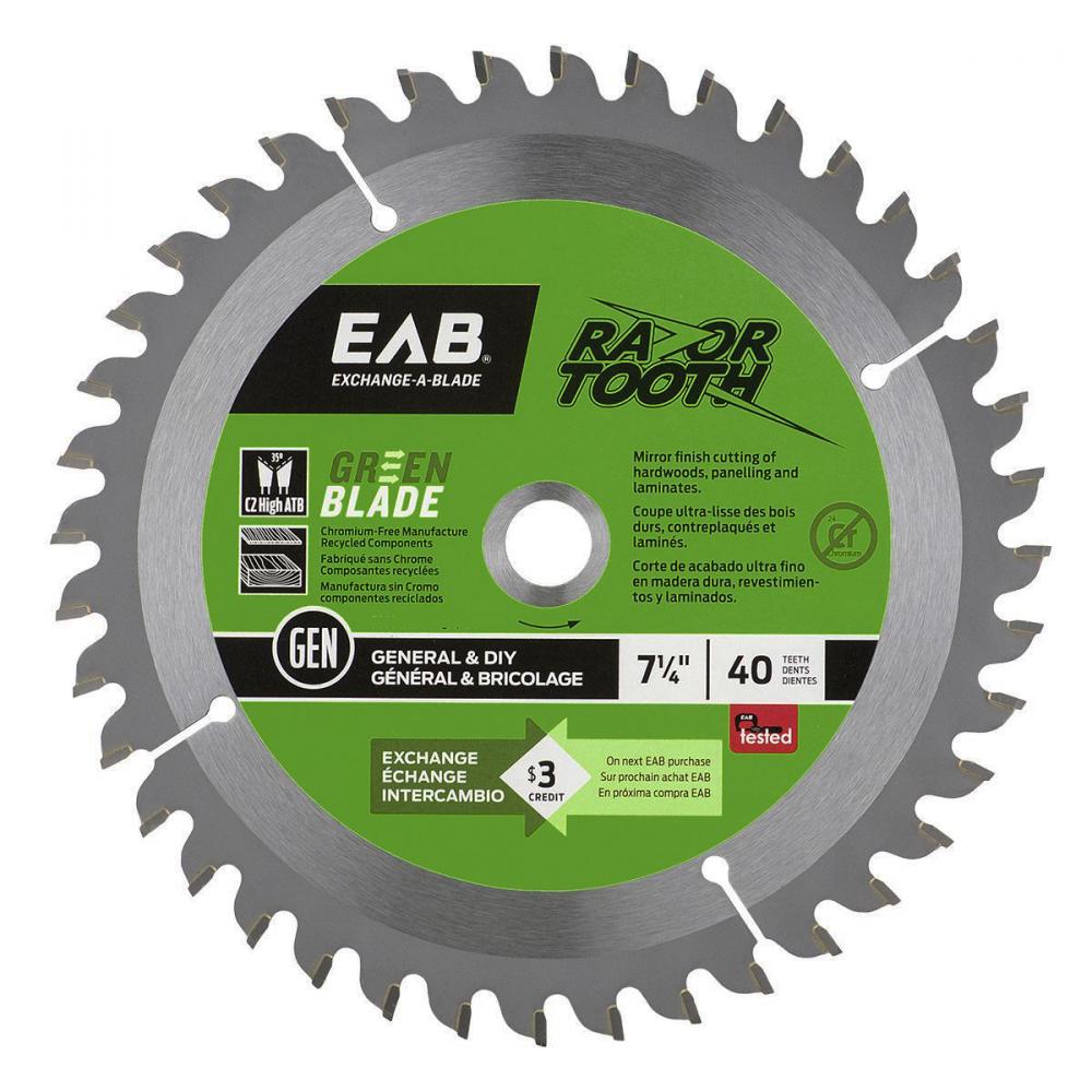 7 1/4&#34; x 40 Teeth Finishing Green Blade RazorTooth® Saw Blade<span class=' ItemWarning' style='display:block;'>Item is usually in stock, but we&#39;ll be in touch if there&#39;s a problem<br /></span>