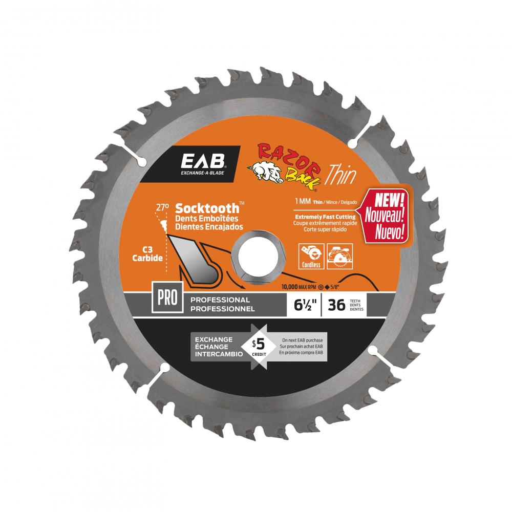 6 1/2&#34; x 36 Teeth Finishing Razor Back® Thin Professional Saw Blade<span class=' ItemWarning' style='display:block;'>Item is usually in stock, but we&#39;ll be in touch if there&#39;s a problem<br /></span>