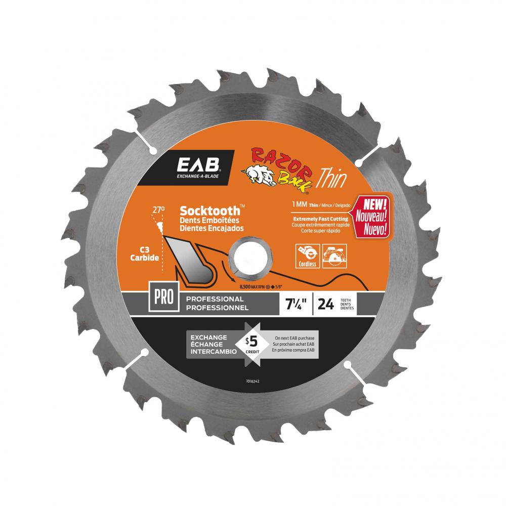 7 1/4&#34; x 24 Teeth Framing Razor Back® Thin Professional Saw Blade<span class=' ItemWarning' style='display:block;'>Item is usually in stock, but we&#39;ll be in touch if there&#39;s a problem<br /></span>