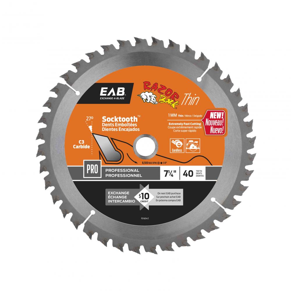 7 1/4&#34; x 40 Teeth Finishing Razor Back® Thin Professional Saw Blade<span class=' ItemWarning' style='display:block;'>Item is usually in stock, but we&#39;ll be in touch if there&#39;s a problem<br /></span>