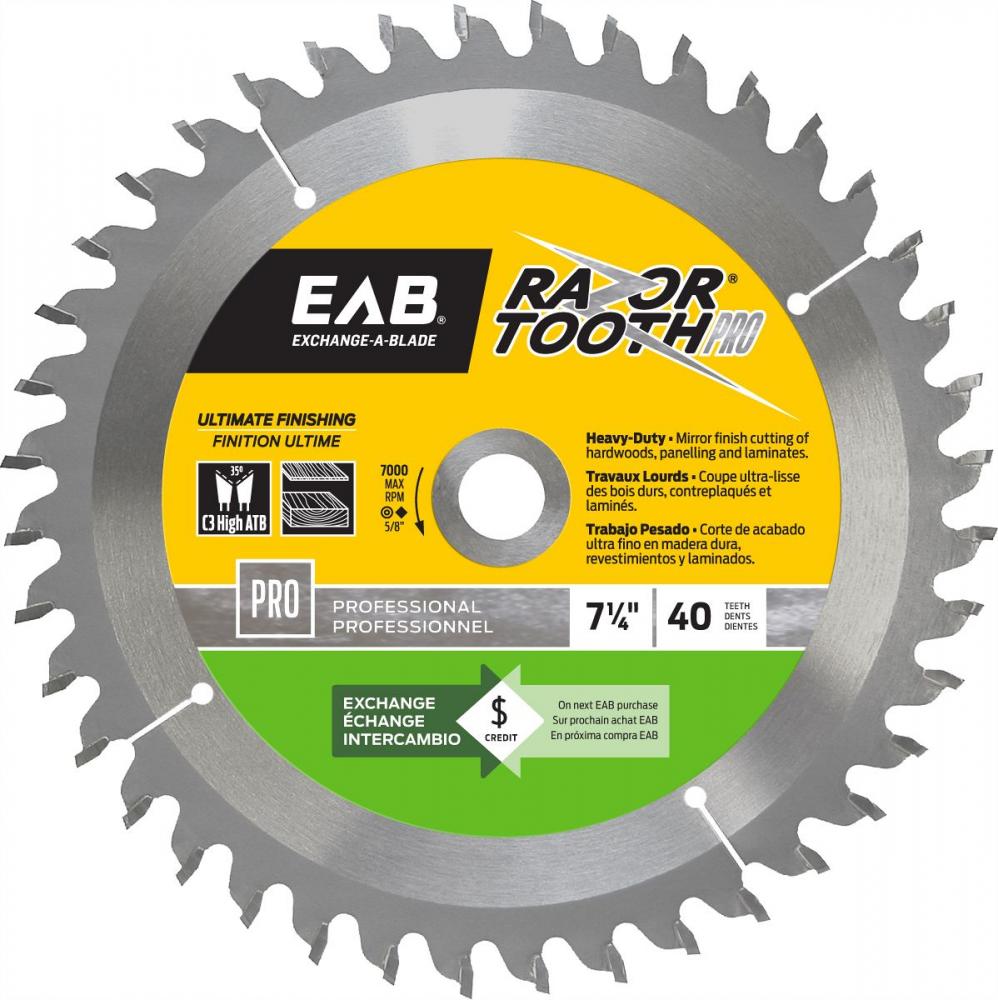 7 1/4&#34; x 40 Teeth Finishing RazorTooth®   Professional Saw Blade<span class=' ItemWarning' style='display:block;'>Item is usually in stock, but we&#39;ll be in touch if there&#39;s a problem<br /></span>