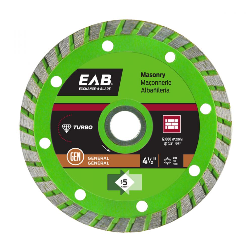 4 1/2&#34; Turbo Rim Concrete Green Diamond Blade<span class=' ItemWarning' style='display:block;'>Item is usually in stock, but we&#39;ll be in touch if there&#39;s a problem<br /></span>