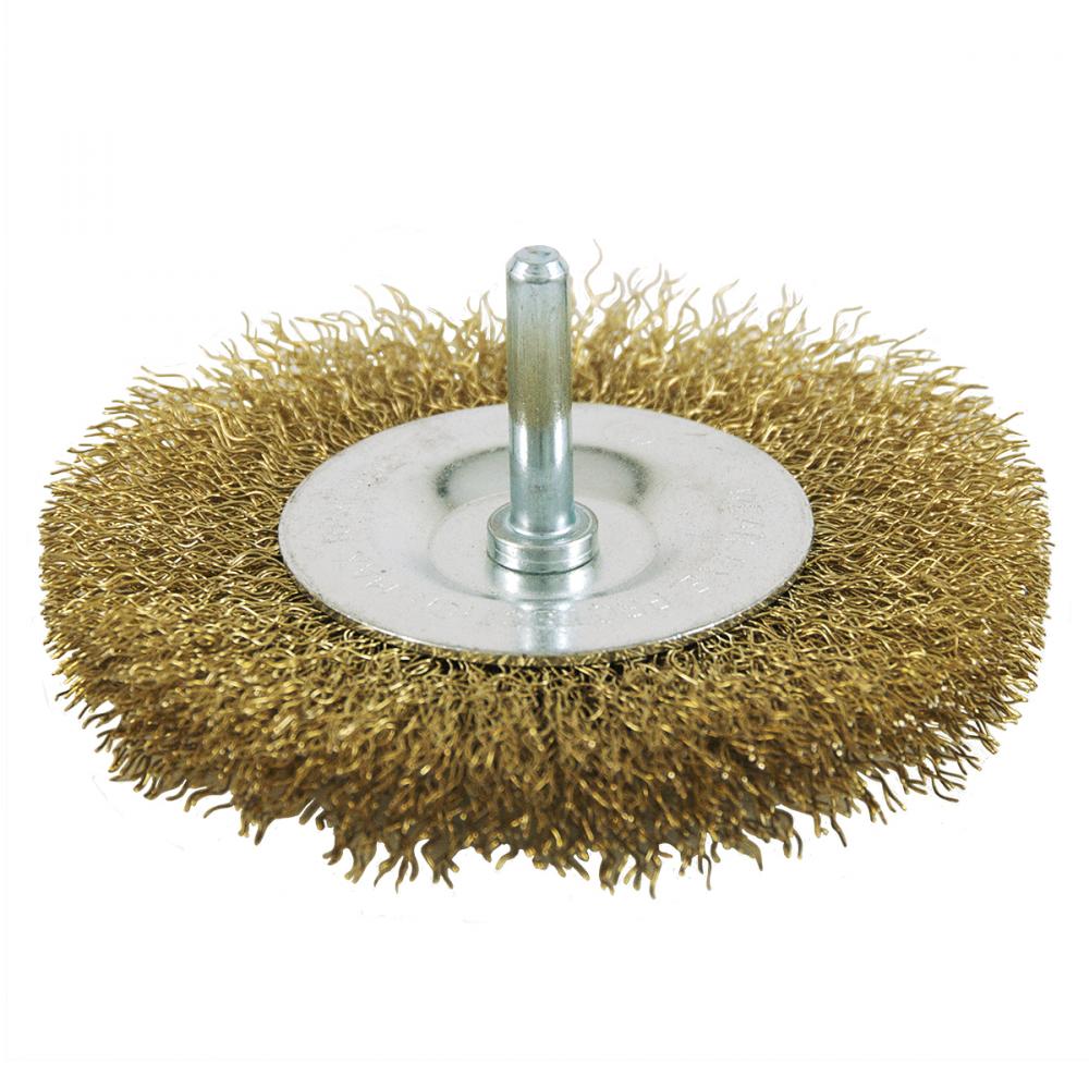 4&#34; x 1/4&#34; Shank Brass Coated Crimped Coarse Cleaning & Polishing Wire Wheel<span class=' ItemWarning' style='display:block;'>Item is usually in stock, but we&#39;ll be in touch if there&#39;s a problem<br /></span>