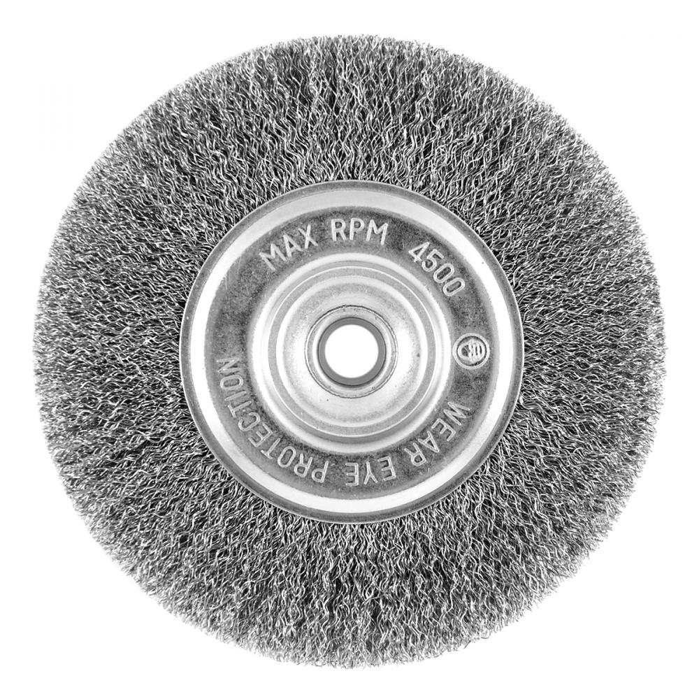 6&#34; x 5/8&#34; - 1/2&#34; Arbor Carbon Steel Crimped Coarse Cleaning & Polishing Wire Wheel<span class=' ItemWarning' style='display:block;'>Item is usually in stock, but we&#39;ll be in touch if there&#39;s a problem<br /></span>