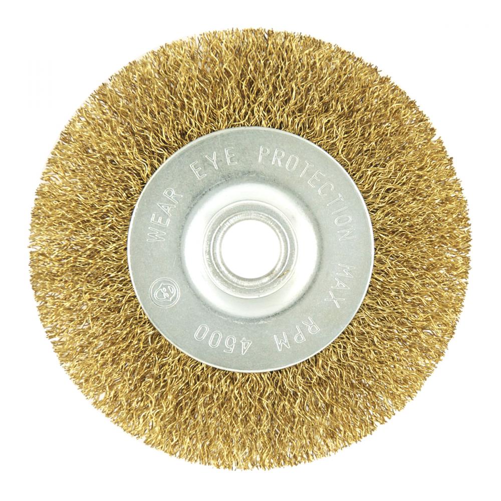 4&#34; x 1/2&#34; Arbor Brass Crimped Fine Cleaning & Polishing Wire Wheel<span class=' ItemWarning' style='display:block;'>Item is usually in stock, but we&#39;ll be in touch if there&#39;s a problem<br /></span>