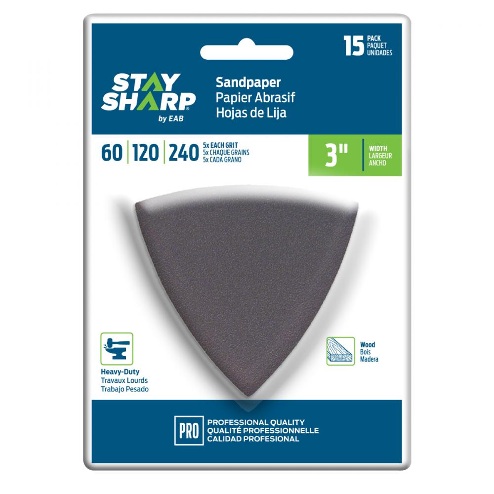 3&#34; x 60/120/240 Grit Sandpaper (15 Pack) Professional Oscillating Accessory<span class=' ItemWarning' style='display:block;'>Item is usually in stock, but we&#39;ll be in touch if there&#39;s a problem<br /></span>