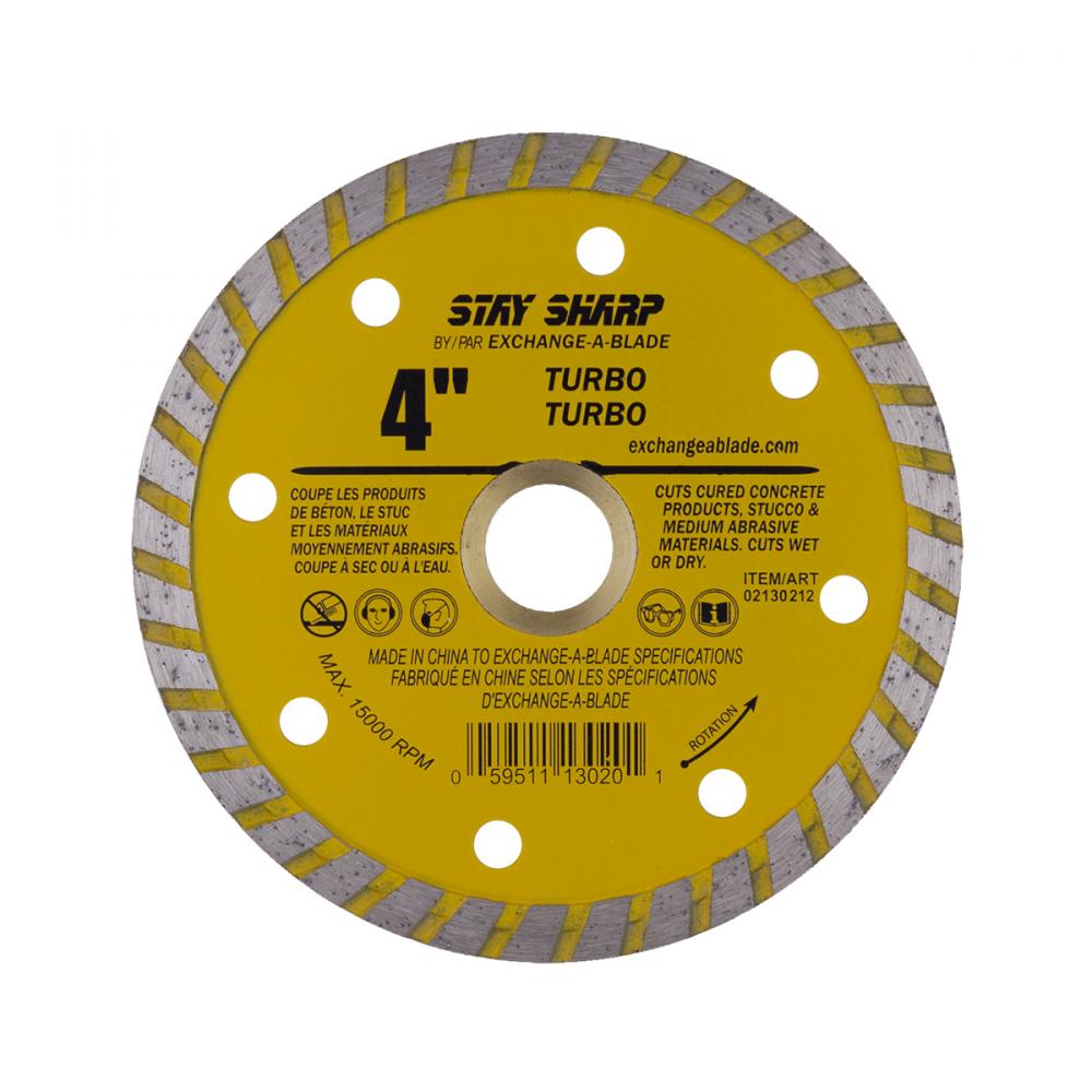 4&#34; Turbo Rim Concrete Yellow Diamond Blade<span class=' ItemWarning' style='display:block;'>Item is usually in stock, but we&#39;ll be in touch if there&#39;s a problem<br /></span>