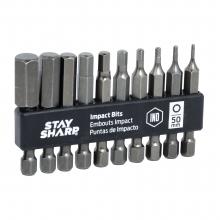 EAB 98090 - 50mm (2") 10 pc Assorted Hexagonal Impact Bit Clip (Metric)